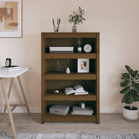 vidaXL Estantería madera maciza de pino marrón miel 80x35x126 cm