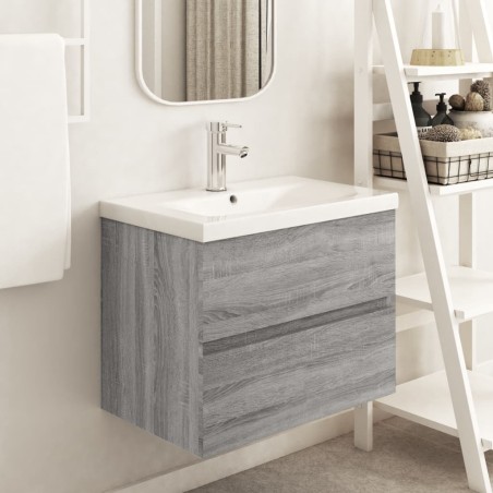 vidaXL Mueble de lavabo madera contrachapada gris Sonoma 60x38,5x45 cm