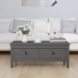 vidaXL Mesa de centro de madera maciza de pino gris 100x50x40 cm