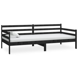 vidaXL Sofá cama de madera maciza de pino negro 90x200 cm
