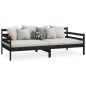 vidaXL Sofá cama de madera maciza de pino negro 90x200 cm vidaXL Sofá cama de madera maciza de pino negro 90x200 cm