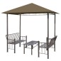 vidaXL Quiosco de jardín mesa y bancos gris taupe 180g/m² 2,5x1,5x2,4m vidaXL Quiosco de jardín mesa y bancos gris taupe 180g/m² 2,5x1,5x2,4m