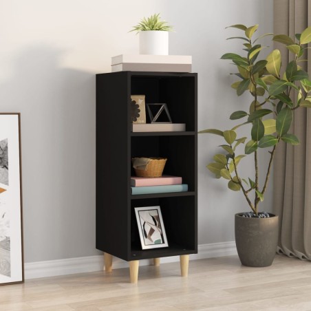 vidaXL Aparador de madera contrachapada negro 34,5x32,5x90 cm