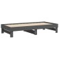 vidaXL Sofá cama extraíble madera maciza de pino gris 2x(90x190) cm