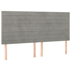 vidaXL Cabeceros 4 unidades de terciopelo gris claro 90x5x78/88 cm