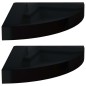 vidaXL Estantes flotantes esquina 2 uds MDF negro brillo 25x25x3,8 cm