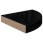 vidaXL Estantes flotantes esquina 2 uds MDF negro brillo 25x25x3,8 cm