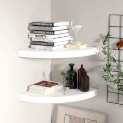 vidaXL Estante flotante de pared 2 uds MDF blanco brillo 35x35x3,8 cm