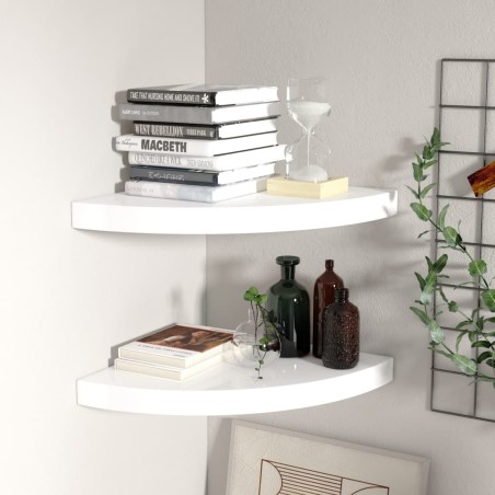 vidaXL Estante flotante de pared 2 uds MDF blanco brillo 35x35x3,8 cm
