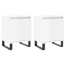 vidaXL Mesitas noche 2 uds madera ingeniería blanco brillo 40x30x50 cm
