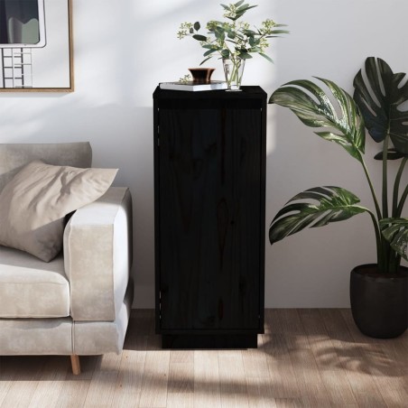 vidaXL Aparador de madera maciza de pino negro 31,5x34x75 cm