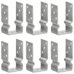 vidaXL Anclajes de valla 6 uds acero galvanizado plateado 8x6x15 cm