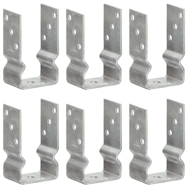 vidaXL Anclajes de valla 6 uds acero galvanizado plateado 8x6x15 cm