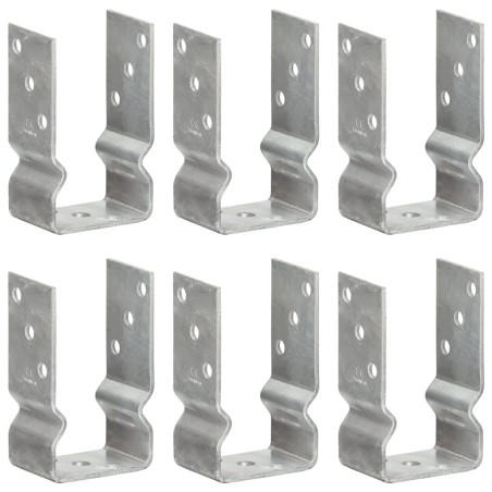 vidaXL Anclajes de valla 6 uds acero galvanizado plateado 8x6x15 cm