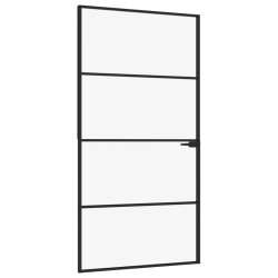 vidaXL Puerta interior vidrio templado y aluminio negro 102x201,5 cm