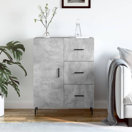 vidaXL Aparador de madera de ingeniería gris hormigón 69,5x34x90 cm