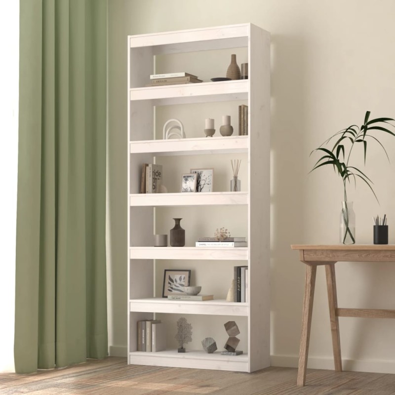 vidaXL Estantería/divisor espacios madera pino blanco 80x30x199,5 cm vidaXL Estantería/divisor espacios madera pino blanco 80x30x199,5 cm