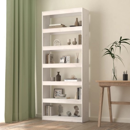 vidaXL Estantería/divisor espacios madera pino blanco 80x30x199,5 cm
