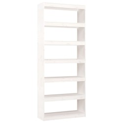 vidaXL Estantería/divisor espacios madera pino blanco 80x30x199,5 cm