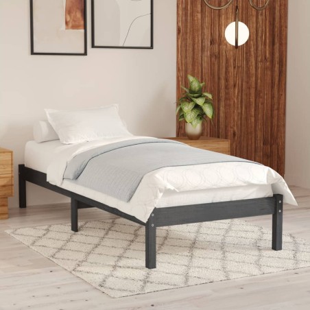 vidaXL Estructura de cama de madera maciza de pino gris 100x200 cm