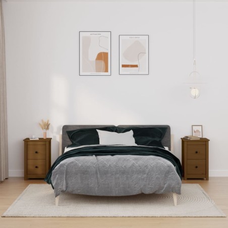 vidaXL Mesitas de noche 2 uds madera de pino marrón miel 40x35x61,5 cm