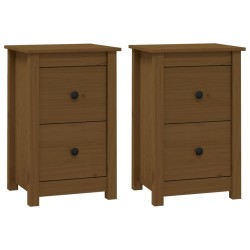 vidaXL Mesitas de noche 2 uds madera de pino marrón miel 40x35x61,5 cm