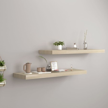 vidaXL Estantes flotantes de pared 4 uds MDF color roble 80x23,5x3,8cm