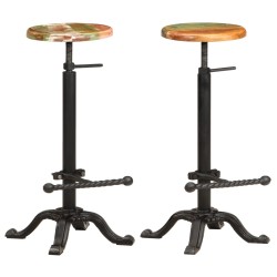 vidaXL Taburetes cocina 2 uds hierro fundido madera maciza reciclada