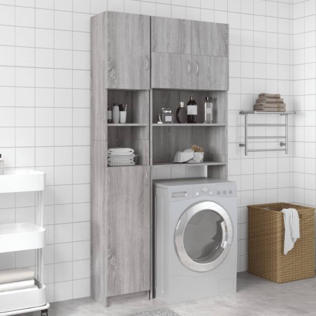 vidaXL Armario de baño madera contrachapada gris Sonoma 32x25,5x190 cm