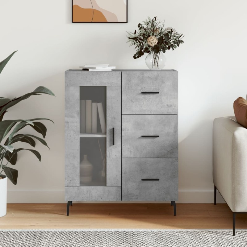 vidaXL Aparador de madera de ingeniería gris hormigón 69,5x34x90 cm vidaXL Aparador de madera de ingeniería gris hormigón 69,5x34x90 cm