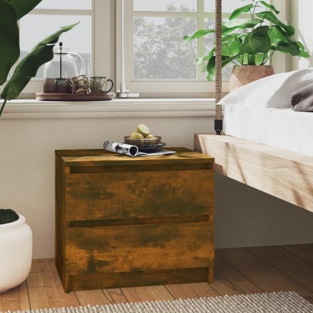 vidaXL Mesita noche madera contrachapada roble ahumado 50x39x43,5 cm