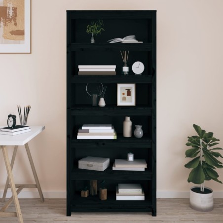 vidaXL Estantería madera maciza de pino negra 80x35x183 cm