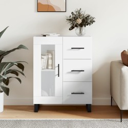 vidaXL Aparador de madera contrachapada blanco brillante 69,5x34x90 cm