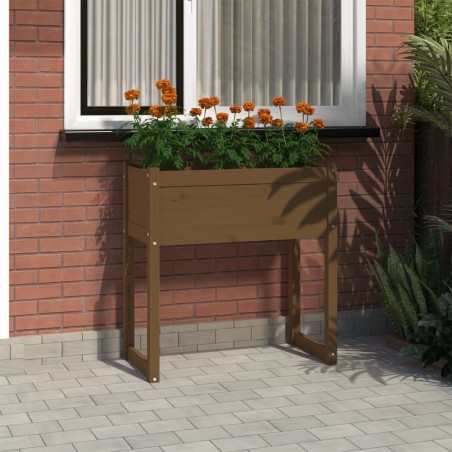 vidaXL Jardinera madera maciza de pino marrón miel 78x40x81 cm