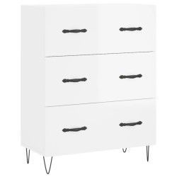 vidaXL Aparador de madera contrachapada blanco brillante 69,5x34x90 cm