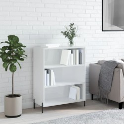 vidaXL Estantería madera de ingeniería blanco brillo 69,5x32,5x90 cm