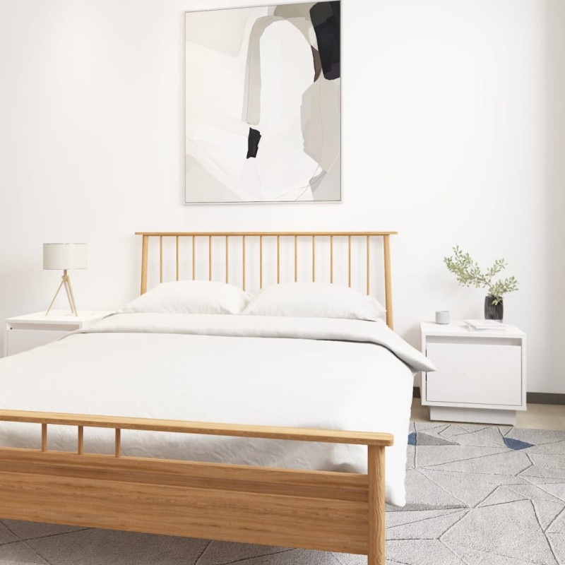 vidaXL Mesitas de noche 2 uds madera maciza de pino blanco 35x34x32 cm vidaXL Mesitas de noche 2 uds madera maciza de pino blanco 35x34x32 cm