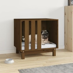 vidaXL Cama para perros madera maciza pino marrón miel 60x45x57 cm