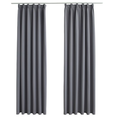 vidaXL Cortinas opacas con ganchos 2 piezas gris 140x245 cm