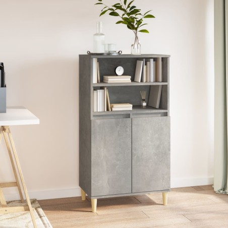 vidaXL Aparador alto madera contrachapada gris hormigón 60x36x110 cm