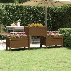 vidaXL Jardinera de madera de pino maciza marrón miel 178,5x44x75 cm