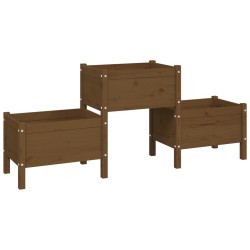 vidaXL Jardinera de madera de pino maciza marrón miel 178,5x44x75 cm