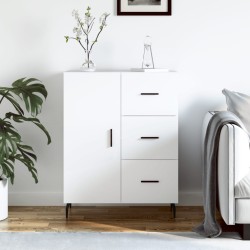 vidaXL Aparador de madera contrachapada blanco brillante 69,5x34x90 cm