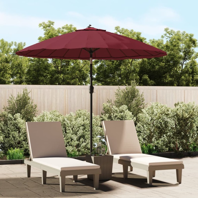 vidaXL Sombrilla de jardín con palo de aluminio rojo burdeos 270 cm
