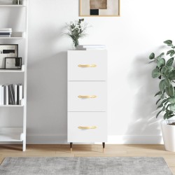 vidaXL Aparador de madera contrachapada blanco brillante 34,5x34x90 cm
