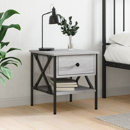 vidaXL Mesita de noche madera de ingeniería gris Sonoma 40x42x45 cm