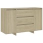 vidaXL Aparador con 3 cajones contrachapado roble Sonoma 120x41x75 cm vidaXL Aparador con 3 cajones contrachapado roble Sonoma 120x41x75 cm