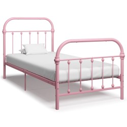 vidaXL Estructura de cama metal rosa 100x200 cm