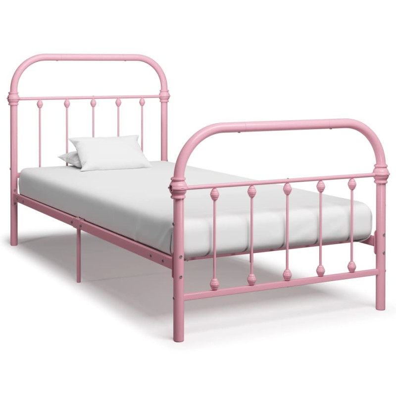 vidaXL Estructura de cama metal rosa 100x200 cm vidaXL Estructura de cama metal rosa 100x200 cm
