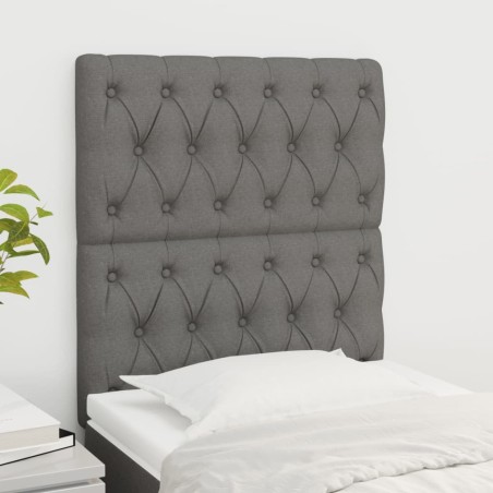 vidaXL Cabeceros 2 unidades de tela gris oscuro 80x7x78/88 cm